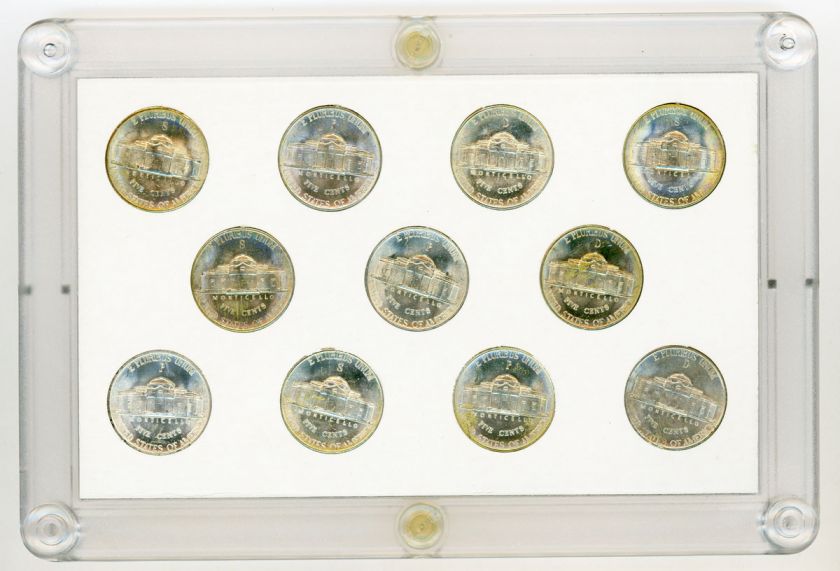 11 World War II Era Jefferson Nickels Silver Coins   