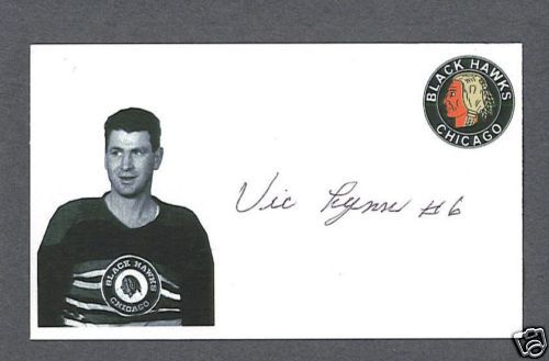 Vic Lynn signed Chicago Blackhawks hockey index card  