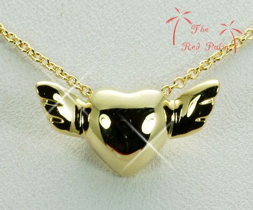 18K GOLD PLATED ANGEL WINGS x LOVE HEART PENDANT NECKLACE  