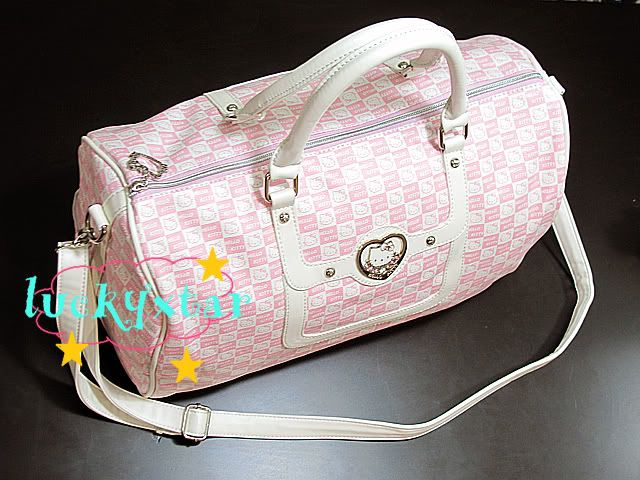   Kitty pink leather like travel tote bag shoulder bag purse  
