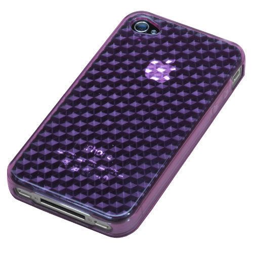 Purple Diamond Candy Skin Cover Silicone Case for Apple iPhone 4 4G 