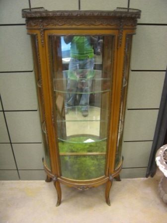 Vintage Antique French Gold Half Round Curio Cabinet  