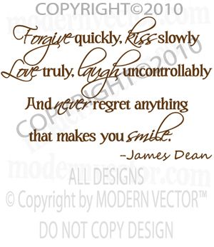 James Dean Quote Livingroom Vinyl Wall Quote Decal  