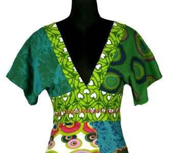 NEW $150 Desigual Retro Rubber Printed Kimono Cotton Dress Medium M 