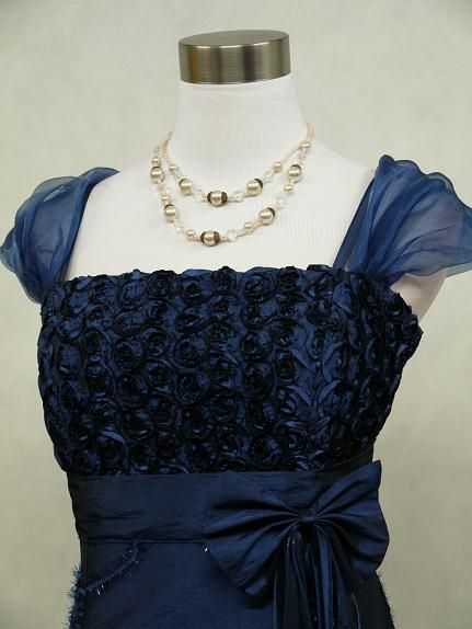   Satin Dark Blue Rose Ball Gown Wedding/Evening Dress UK 18 22  