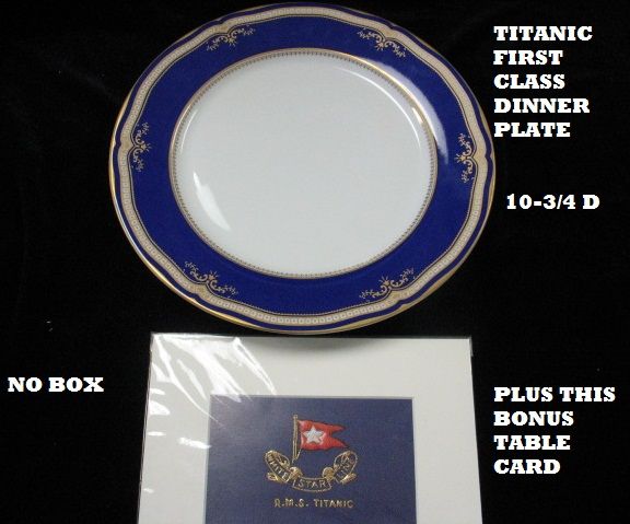 TITANIC FIRST CLASS DINNER PLATE 10 3/4 DIAMETER ROYAL BLUE/WHITE 