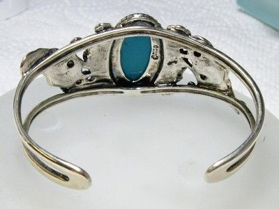 Signed Relios Carolyn Pollack Sterling Turquoise Cuff Bracelet 