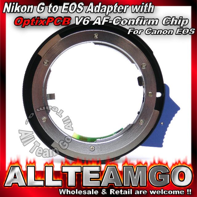 Nikon G to Eos Adapter with Optix V6 AF Confirm PCB Chip for Canon EOS 