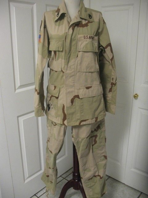 US Army Military Desert Combat Pattern Camouflage Coat Trousers Small 