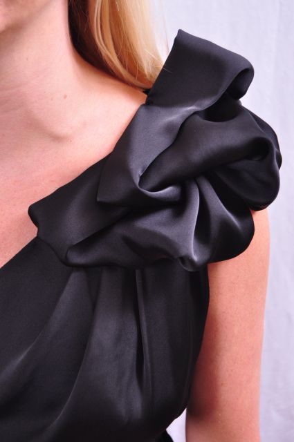 Black Asymmetrical One Shoulder Couture SILK Dress. The ultimate 