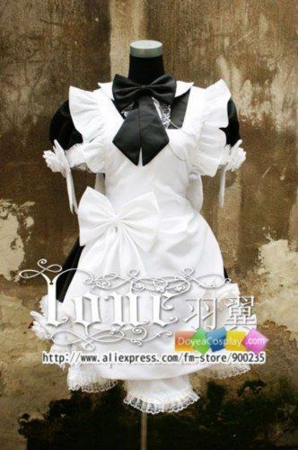 Name A023 Lolita Maid Cosplay Costume Dress Black/White Holloween